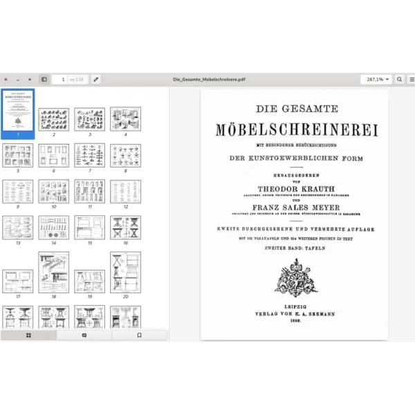 Die Gesamte Mobelschreinerei. Leipzig. Verlag Von E.A. Seemann. 1892. 128p. 46,3mb