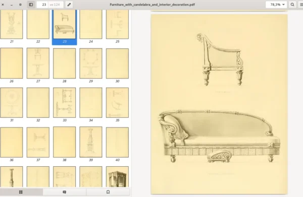 Furniture with candelabra and interior decoration. Designed by R.Bridgens. 5.1mb. 123p. - Image 8