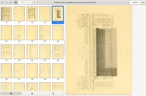 Furniture with candelabra and interior decoration. Designed by R.Bridgens. 5.1mb. 123p. - Image 6