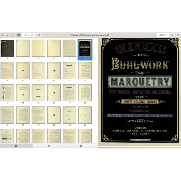 Manual of Buhl-work and marquetry. With practical instructions for learners and ninety colored designs. London. Bemrose and sons.