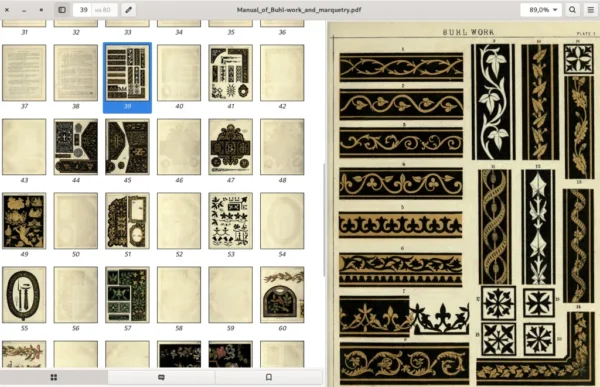 Manual of Buhl-work and marquetry. With practical instructions for learners and ninety colored designs. London. Bemrose and sons. - Image 3