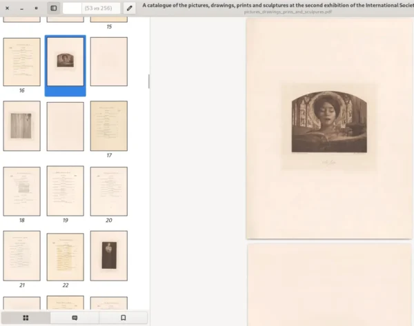 A catalog of the pictures, drawings, prints and sculptures at the second exhibition of the International society of sculptors, painters, gravers. Knightsbridge, 1899. 256p. - Image 15