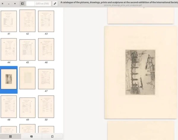 A catalog of the pictures, drawings, prints and sculptures at the second exhibition of the International society of sculptors, painters, gravers. Knightsbridge, 1899. 256p. - Image 13