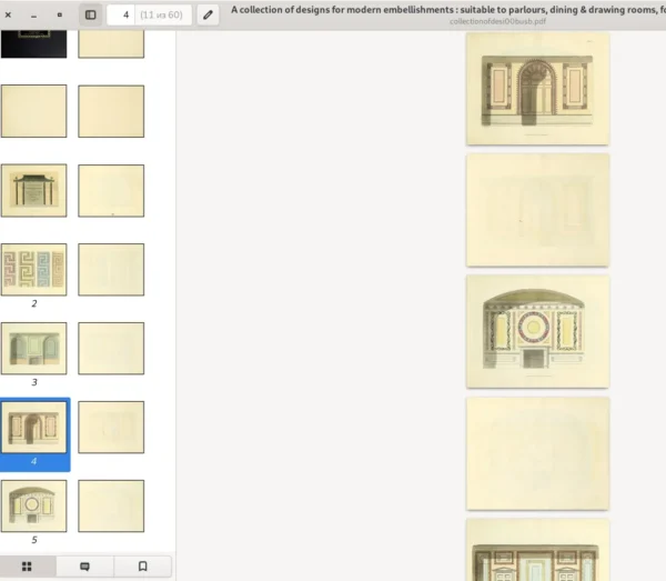 A collection of designs for Modern Embellishments suitable to parlours, dining & drawings rooms, folding doors, chimney pieces, verandas, frizes. By C.A. Busby. Architect. 18XX. 60p. - Image 7