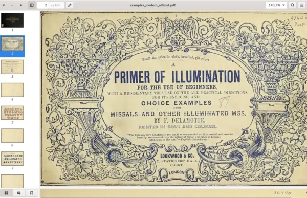 Example of modern alfabets. Ornamental and plan. By F. Delamotte. London. 1872. 106p Primer of illimination for the use .... - Image 5