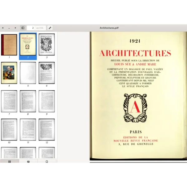 ARCHITECTURES. Luis Sue and Andre Mare. Paris. 1921. 151p.