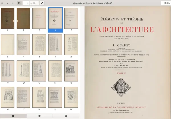 ELEMENTS ET THEORIE de L'ARCHITECTURE. J. Gaudet.  Tome 4. Paris. 1909. 824p.