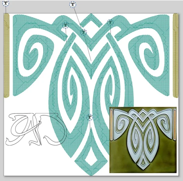 A&D Art Nouveau machine embroidery design #143, machine embroidery pes + pec + exp + jef + pdf files, embroidery Art Nouveau decor