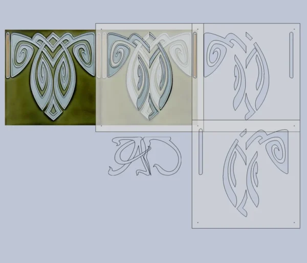 A&D Art Nouveau Wall Border Stencil #143, set of pdf, dxf, svg files - Image 3