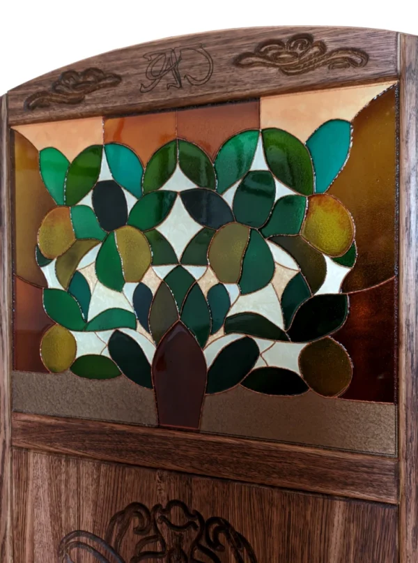 Art Nouveau style handmade wood folding screen "Lemon tree" inspired by Gaspar Homar - Image 6