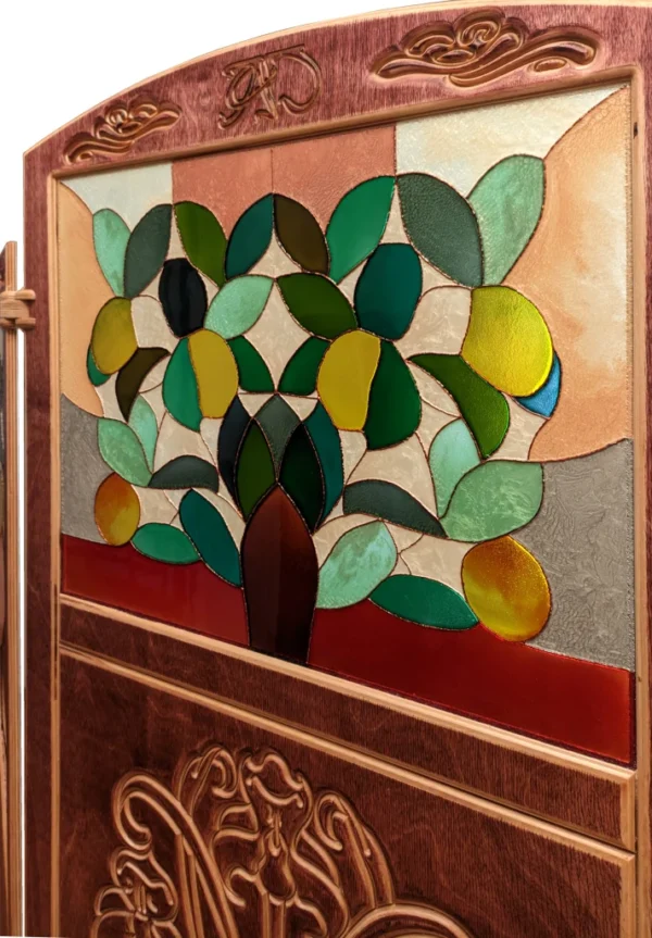 Art Nouveau style handmade wood folding screen inspired by Gaspar Homar and Charles Rennie Mackintosh - Image 14