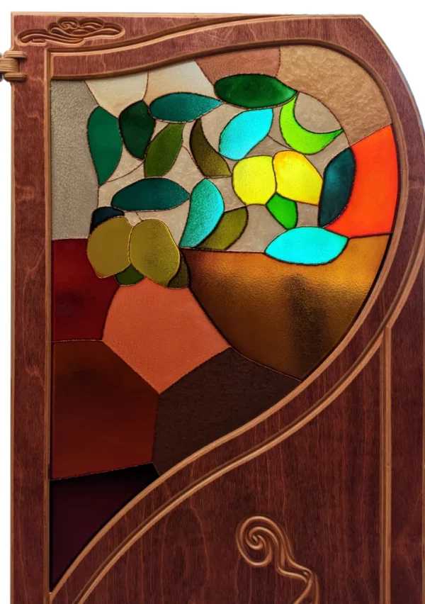 Art Nouveau style handmade wood folding screen "Lemon tree" inspired by Gaspar Homar - Image 4