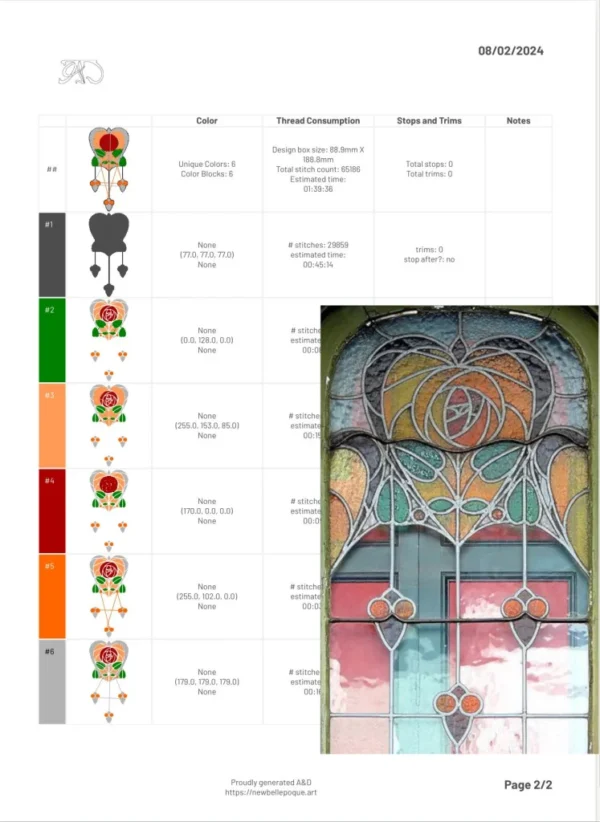 A&D Art Deco machine embroidery design #24, machine embroidery pes + pec + exp + jef + pdf files, embroidery Art Nouveau decor - Image 6