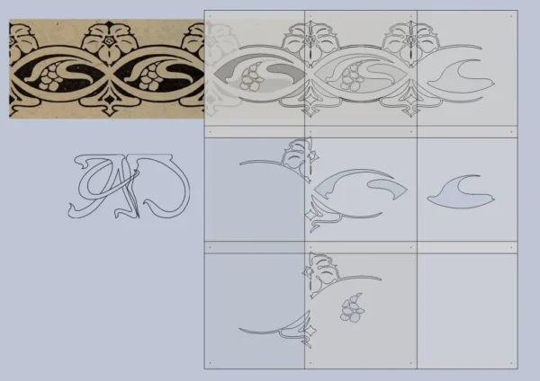 A&D Art Nouveau Wall Border Stencil #128, set of pdf, dxf, svg files - Image 3