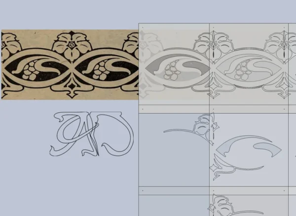 A&D Art Nouveau Wall Border Stencil #128, set of pdf, dxf, svg files - Image 4