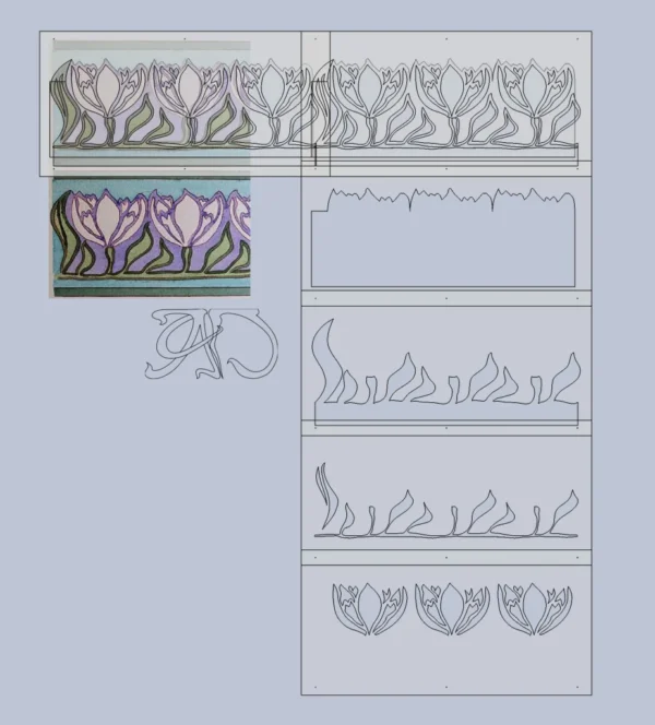 A&D Art Nouveau Wall Border Stencil #157, set of pdf, dxf, svg files - Image 4