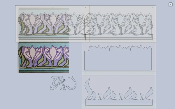 A&D Art Nouveau Wall Border Stencil #157, set of pdf, dxf, svg files - Image 5