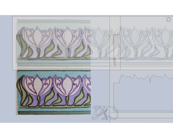 A&D Art Nouveau Wall Border Stencil #157, set of pdf, dxf, svg files - Image 6