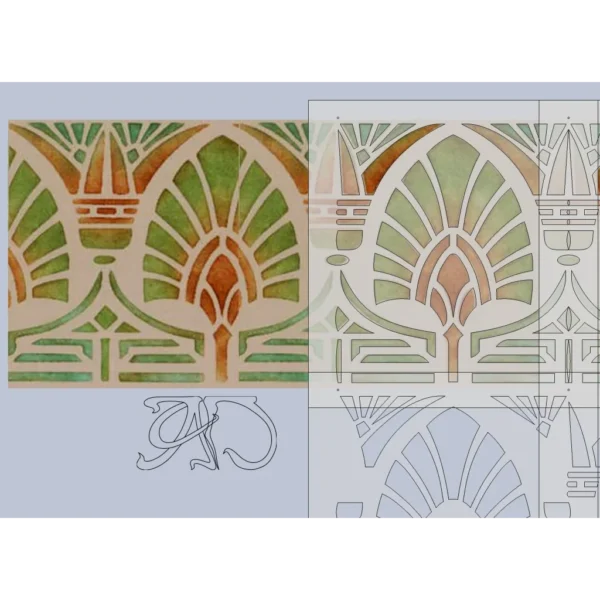 A&D Art Nouveau Wall Border Stencil #165, set of pdf, dxf, svg files - Image 4