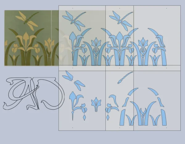 A&D Art Nouveau Wall Border Stencil #167, set of pdf, dxf, svg files - Image 3