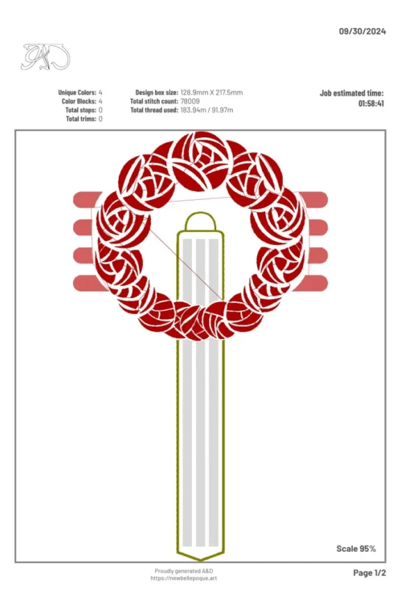 A&D Art Nouveau machine embroidery design #170, machine embroidery pes + pec + exp + jef + pdf files - Image 3