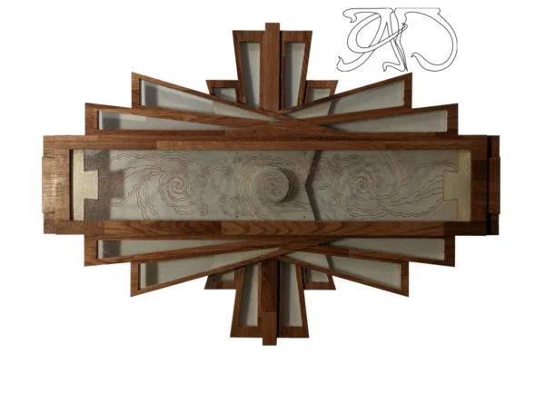 A&D Art Deco chandeliers, Art Deco crystal chandelier, ceiling fixture, wood ceiling light, mount ceiling light - Image 2