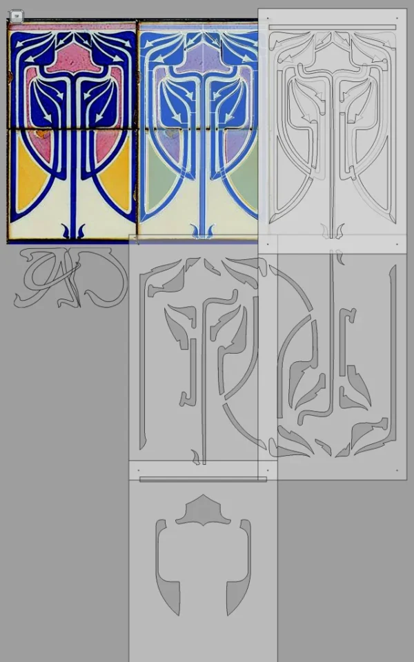 A&D Art Deco  or Art Nouveau Wall Border Stencil #180, set of pdf, dxf, svg files - Image 4