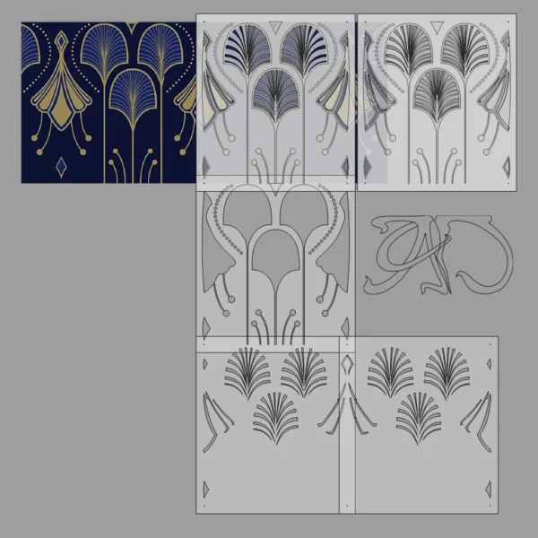 A&D Art Deco Wall Border Stencil #187, set of pdf, dxf, svg files - Image 4