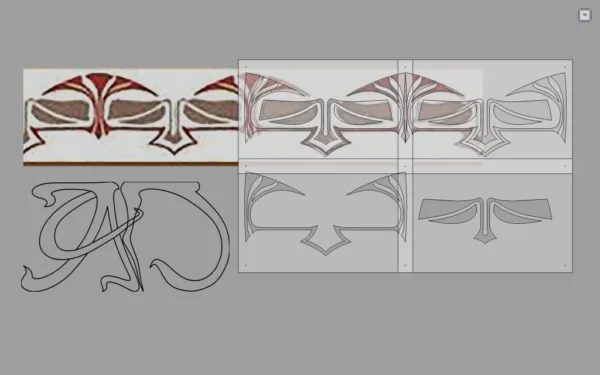 A&D Art Nouveau Wall Border Stencil #184, set of pdf, dxf, svg files - Image 3