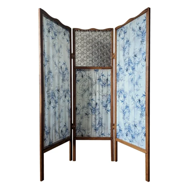 A&D  Room divider for studio apartment, weaved wooden folding screen