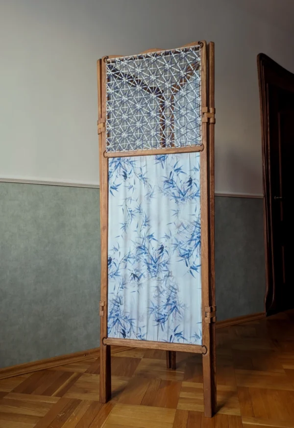 A&D  Room divider for studio apartment, weaved wooden folding screen - Image 3