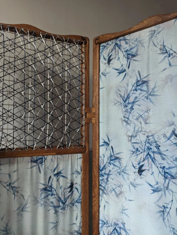 A&D  Room divider for studio apartment, weaved wooden folding screen - Image 4