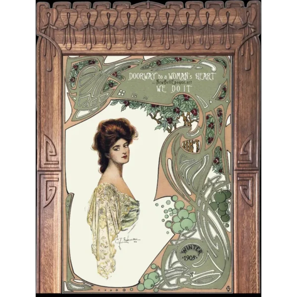 A&D Art Nouveau poster "Doorway to woman's heart " #2, wall decor, digital file 5830x7678px,  jpg + webp