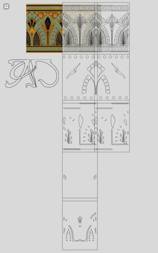 A&D Art Nouveau Wall Border Stencil #182, set of pdf, dxf, svg files - Image 3