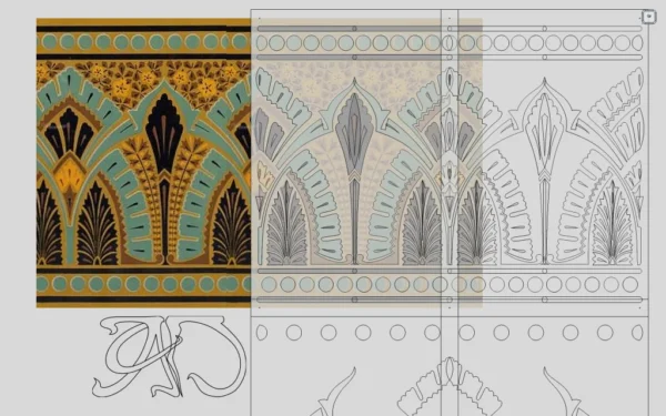 A&D Art Nouveau Wall Border Stencil #182, set of pdf, dxf, svg files - Image 5