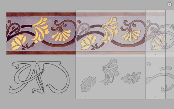 A&D Art Nouveau Wall Border Stencil #188, set of pdf, dxf, svg files - Image 4