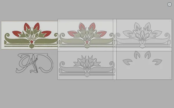 A&D Art Nouveau Wall Border Stencil #185, set of pdf, dxf, svg files - Image 3