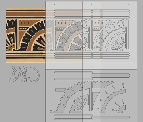 A&D Art Deco Wall Border Stencil #181, set of pdf, dxf, svg files - Image 6