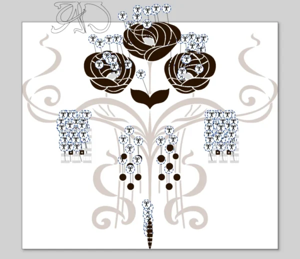 A&D Art Nouveau machine embroidery design #201, machine embroidery pes + pec + exp + jef + dst + pdf file - Image 3