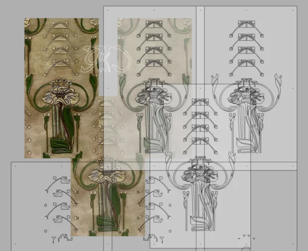 A&D Art Nouveau Wall Border Stencil #200, set of pdf, dxf, svg files - Image 5