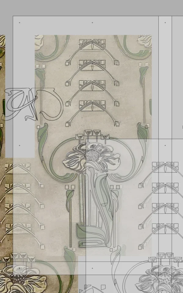 A&D Art Nouveau Wall Border Stencil #200, set of pdf, dxf, svg files - Image 8