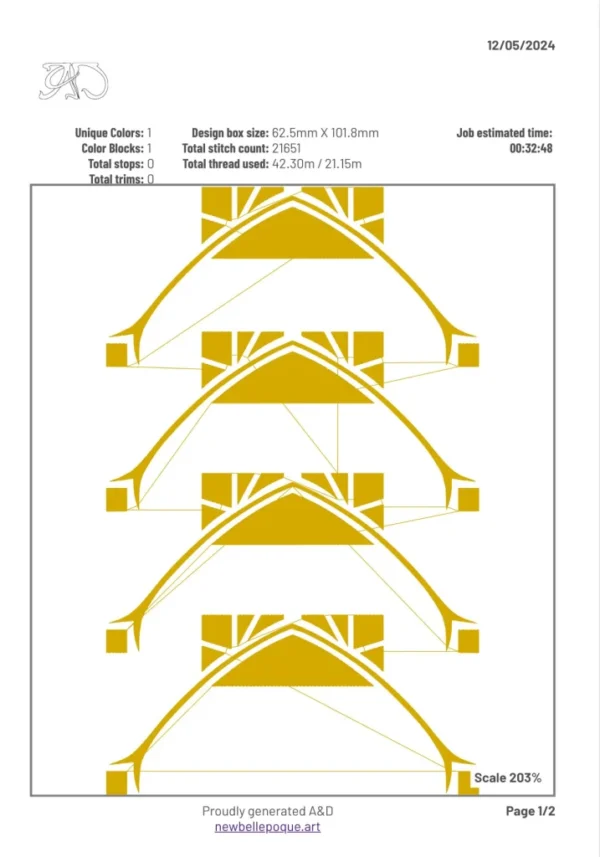 A&D Art Nouveau machine embroidery design #200, machine embroidery pes + pec + exp + jef + dst + pdf file - Image 8