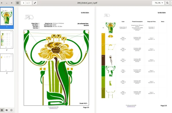 A&D Art Nouveau machine embroidery design #200, machine embroidery pes + pec + exp + jef + dst + pdf file - Image 4