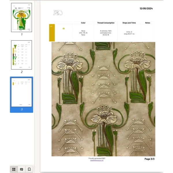 A&D Art Nouveau machine embroidery design #200, machine embroidery pes + pec + exp + jef + dst + pdf file