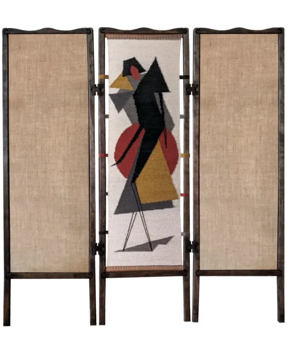 A&D Room Divider woven tapestry as folding screen in Cubist style
