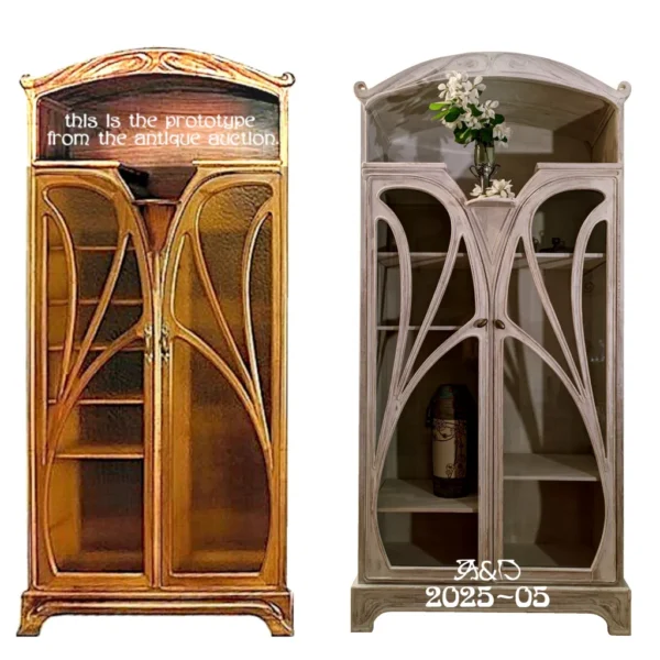 A&D Art Nouveau bookcase in shabby style version, art nouveau furniture - Image 2
