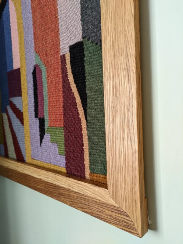 Urban fantasy in the style of cubism LARGE woven wall hanging,  wall art, woven wall art, home decor - Image 8
