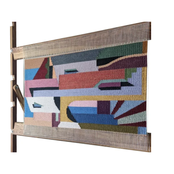 Urban fantasy in the style of cubism LARGE woven wall hanging,  wall art, woven wall art, home decor - Image 3