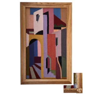 Urban fantasy in the style of cubism LARGE woven wall hanging,  wall art, woven wall art, home decor