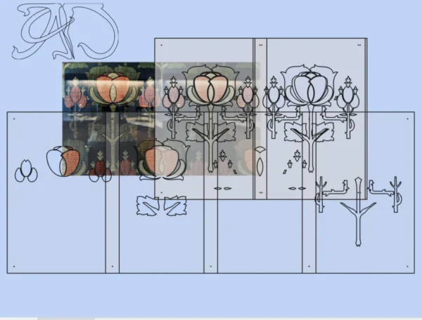 A&D Art Nouveau Wall Border Stencil #217, set of pdf, dxf, svg files - Image 4